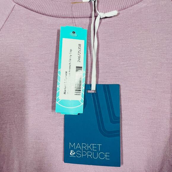 NEW! Market & Spruce Scoop Neck Jersey Top Button Side Mauve Pink Long Sleeve S - Picture 4 of 4